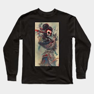 Japanese Geisha Demon Horror Art Long Sleeve T-Shirt